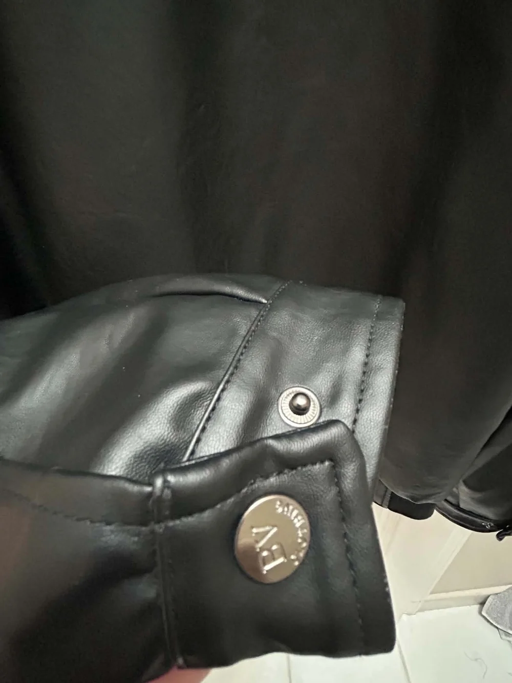 Men's Black Faux Leather Moto Jacket with Zip Pockets